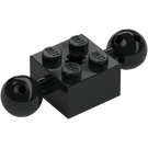 LEGO Zwart Steen 2 x 2 met Twee Bal Joints met gaten in kogel en asgat (17114)