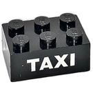 LEGO Zwart Steen 2 x 3 met Wit 'TAXI' in Sans-Serif Font (Eerder, zonder kruissteunen) (3002)