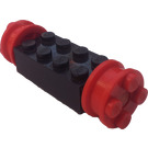 LEGO Black Brick 2 x 4 Wheels Holder with Red Freestyle Wheels Assembly (4180)