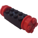 LEGO Schwarz Backstein 2 x 4 Räder Halter mit rot Freestyle Räder Assembly (4180)