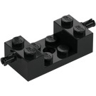 LEGO Sort Klods 2 x 4 med Skåret ud og Hjul Holders (18892 / 42947)