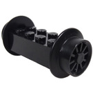 LEGO Black Brick 2 x 4 with Spoked Black Train Wheels and Black Pin (23mm) (4180)