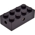 LEGO Black Brick 2 x 4 with Wheels Holder (Transparent Bottom)