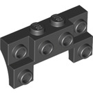 LEGO Black Brick 2 x 4 x 0.7 with Front Studs and Thin Side Arches (14520)