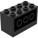 LEGO Svart Kloss 2 x 4 x 2 med Hål på Sidor (6061)