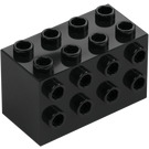 LEGO Nero Mattoncino 2 x 4 x 2 con Bottoncini su Lati (2434)