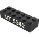 LEGO Black Brick 2 x 6 with 'MT 5542' Sticker (2456)