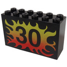 LEGO Black Brick 2 x 6 x 3 with "30" with Flames (6213)