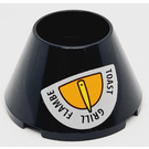 LEGO Black Cone 4 x 4 x 2 Hollow with Gauge 'TOAST', 'GRILL' and 'FLAMBE' Sticker (4742)