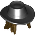 LEGO Black Cowboy Hat with Dark Brown Hair (13771)