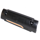LEGO Black Curved Panel 11 x 3 with 2 Pin Holes with Orange and white Stripes Left Side Sticker (62531)