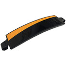 LEGO Black Curved Panel 13 x 2 x 3 with Pin Holes with Orange Stripe (Left) Sticker (18944)