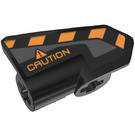 LEGO Black Curved Panel 2 x 3 Left with ‘CAUTION’ and Black and Orange Stripes Sticker (2387)