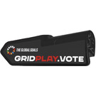 LEGO Black Curved Panel 22 Left with Global Goals Logo and ‘GRIDPLAY.VOTE’ (Right) Sticker (11947)