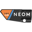 LEGO Zwart Gebogen Paneel 3 Links met ‘NMXE’ Aan Oranje Triangle en ‘NEOM’ (Rechtsaf) Sticker (64683)