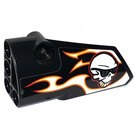 LEGO Black Curved Panel 3 Left with Skull, Flame Sticker (64683)