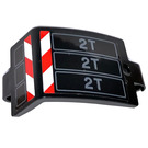 LEGO Black Curved Panel 3 x 6 x 3 with 2 T Red and White Danger Stripes left Sticker (24116)