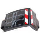 LEGO Black Curved Panel 3 x 6 x 3 with 2 T Red and White Danger Stripes right Sticker (24116)