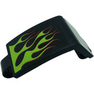 LEGO Black Curved Panel 3 x 6 x 3 with Lime Green flame left Sticker (24116)