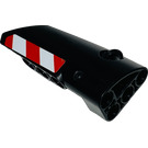 LEGO Black Curved Panel 4 Right with Danger Stripes Red and White Sticker (64391)