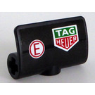 LEGO Zwart Curvel Paneel 2 x 3 met 'TAG HEUER' en Rood 'E'  - Rechtsaf Sticker (71682)