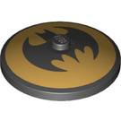 LEGO Noir Dish 4 x 4 avec Batman logo avec Gold Background (Tenon solide) (3960 / 57021)