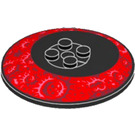 LEGO Black Dish 6 x 6 with Dark Red Craters (Solid Studs) (21599)
