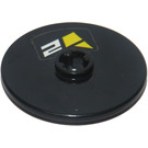 LEGO Black Disk 3 x 3 with '2', Yellow Elements Sticker (2723)