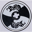 LEGO Black Disk 3 x 3 with Black / White Viking Shield Sticker (2723)