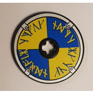 LEGO Zwart Disk 3 x 3 met Blauw / Geel Viking Schild  Sticker (2723)