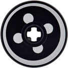 LEGO Black Disk 3 x 3 with Circular Stripe and Four Dots Headlight Pattern Sticker (2723)