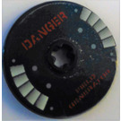 LEGO Black Disk 3 x 3 with Danger - Field Generator Sticker (2723)