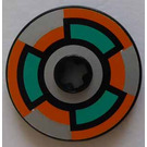 LEGO Schwarz Disk 3 x 3 mit Dark Turquoise/ Orange Rad Aufkleber (2723)