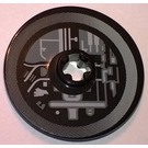 LEGO Black Disk 3 x 3 with Machinery Sticker (2723)