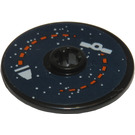 LEGO Schwarz Disk 3 x 3 mit Satellite und Rakete, Orbit Aufkleber (2723)