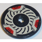 LEGO Zwart Disk 3 x 3 met Wit en Rood Brake Rotor Sticker (2723)