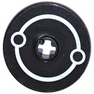 LEGO Zwart Disk 3 x 3 met Wit Circles Sticker (2723)