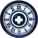 LEGO Black Disk 3 x 3 with White Clock Face Sticker (2723)