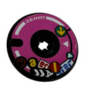 LEGO Schwarz Disk 3 x 3 mit 'ZERO1' und rot Power Button Aufkleber (2723)