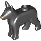 LEGO Schwarz Hund - Alsatian mit Gold auf Gesicht (67725 / 92586)