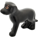 LEGO Schwarz Hund (Standing) mit Augen und Weiß Nose (6201 / 83939)