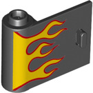 LEGO Zwart Deur 1 x 3 x 2 Links met Flames met holle scharnier (25537 / 92262)