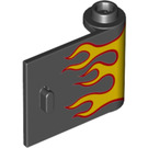 LEGO Schwarz Tür 1 x 3 x 2 Recht mit Flames mit hohlem Scharnier (25541 / 92263)