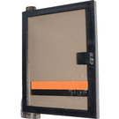 LEGO Black Door 1 x 4 x 5 Left with Transparent Black Glass with Black and Orange Line Sticker (47899)