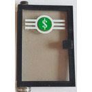 LEGO Black Door 1 x 4 x 5 Left with Transparent Black Glass with Dollar Sign Sticker (47899)