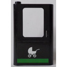 LEGO Black Door 1 x 4 x 5 Train Left with Baby Carriage and Green Horizontal Line Sticker (4181)