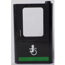 LEGO Black Door 1 x 4 x 5 Train Right with Minifigure in Wheelchair and Green Horizontal Line Sticker (4182)