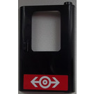LEGO Schwarz Tür 1 x 4 x 5 Zug Recht mit Zug Logo Weiß auf rot Background Aufkleber (4182)