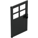 LEGO Black Door 1 x 4 x 6 with 4 Panes and Stud Handle (60623)