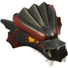 LEGO Black Dragon Head Upper Jaw with Dark Red Scales and Yellow Eyes